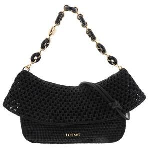 Loewe Ora Shoulder Basket Bag Black on